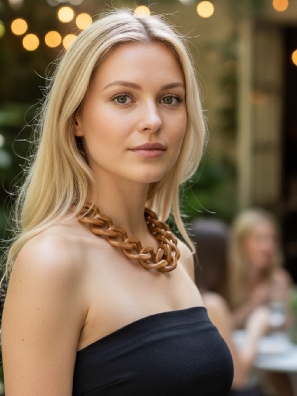 Brown Resin Chunky Link Necklace - Women Jewelry Express - Picture 2 of 7